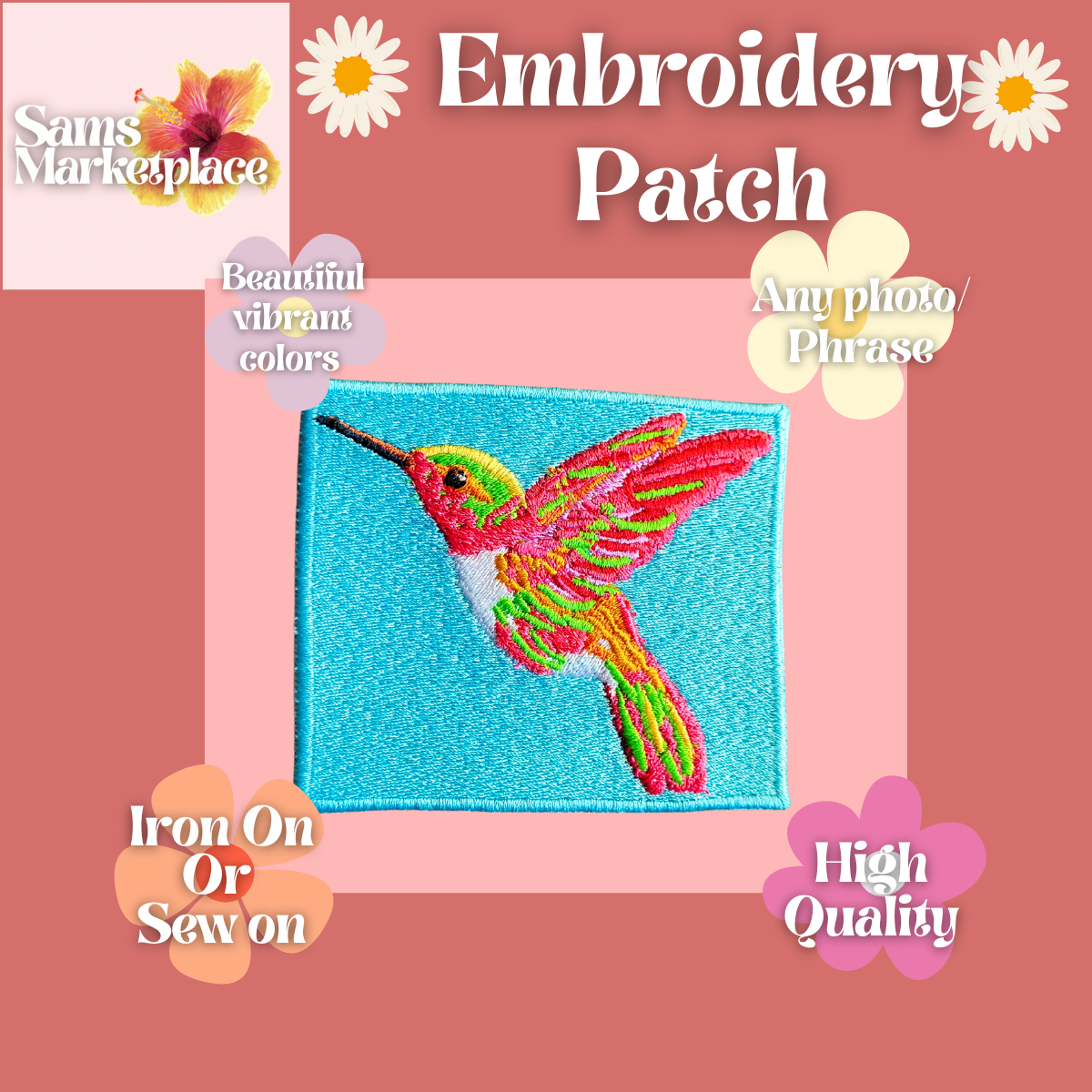 Hummingbird Embroidery Patch – Sams Marketplace